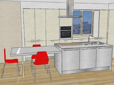 Cucina con isola e tavolo accostato architettura a domicilio® Cucina tavolo
