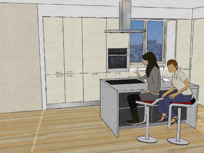 Cucina con isola e tavolo accostato architettura a domicilio® Tavolo lavoro cucina attrezzato