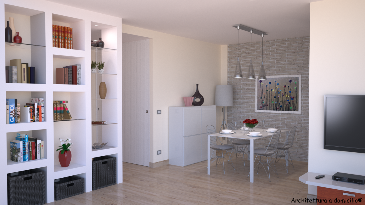 Progetto online 40 mq architettura a domicilio® Di che colore dare una libreria in cartongesso