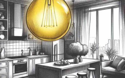 Cucina con isola o penisola e living: l’illuminazione adatta