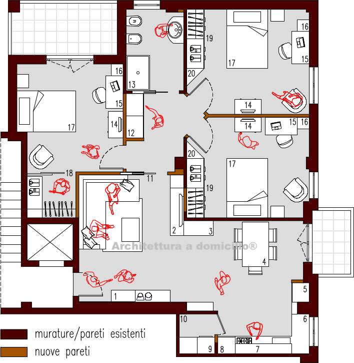 Progetto 90 mq architettura a domicilio® Come dividere una casa di 90 mq