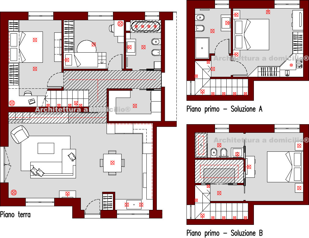 progetto-online-100-mq-appartamento-due-livelli-zona-giorno-open-space-cabina-armadio-lavanderia-planimetria-schema-punti-luce