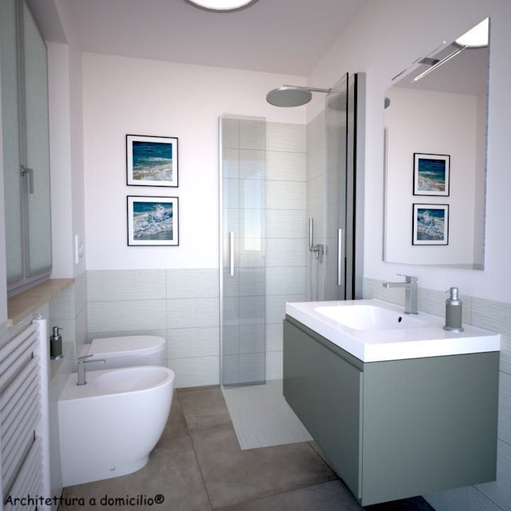 immagine fotorealistica del bagno al piano primo