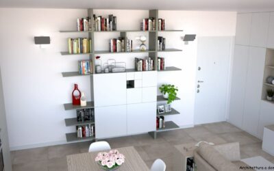 Libreria senza schiena e montanti laterali